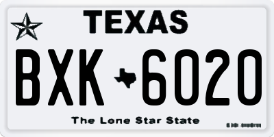 TX license plate BXK6020