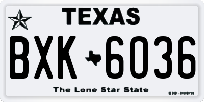 TX license plate BXK6036