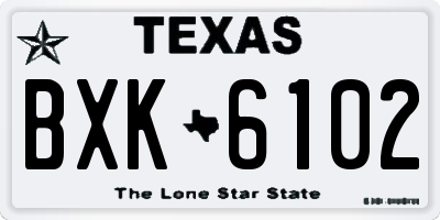 TX license plate BXK6102