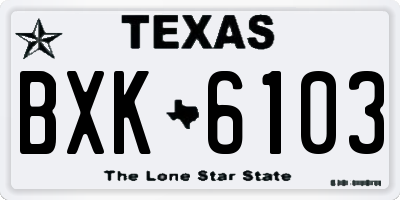 TX license plate BXK6103