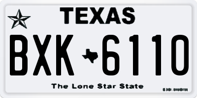 TX license plate BXK6110