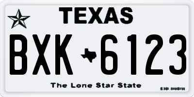 TX license plate BXK6123