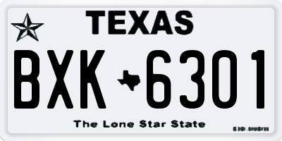 TX license plate BXK6301