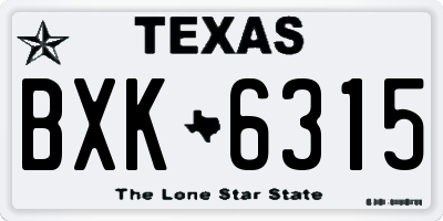 TX license plate BXK6315
