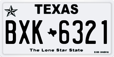 TX license plate BXK6321