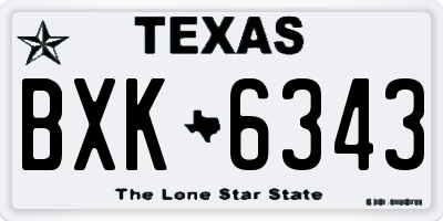 TX license plate BXK6343