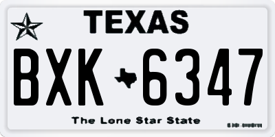 TX license plate BXK6347