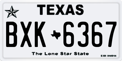 TX license plate BXK6367