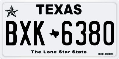 TX license plate BXK6380