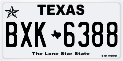 TX license plate BXK6388