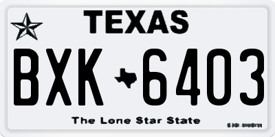 TX license plate BXK6403