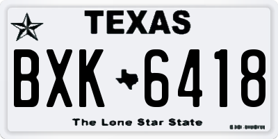 TX license plate BXK6418