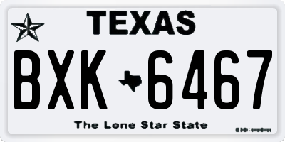 TX license plate BXK6467