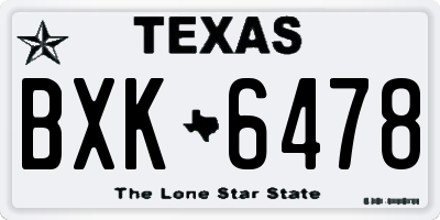 TX license plate BXK6478