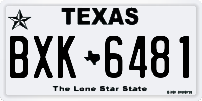 TX license plate BXK6481