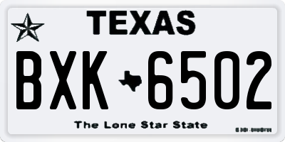 TX license plate BXK6502