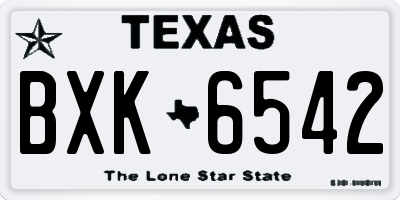 TX license plate BXK6542