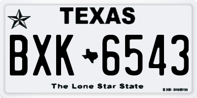 TX license plate BXK6543