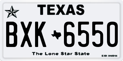 TX license plate BXK6550