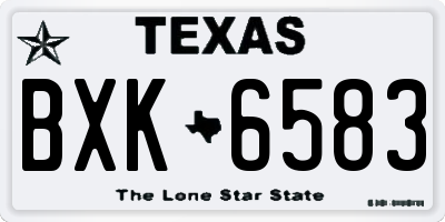 TX license plate BXK6583