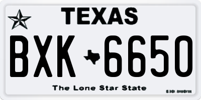 TX license plate BXK6650