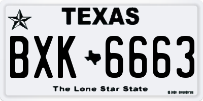 TX license plate BXK6663