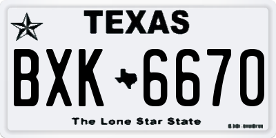 TX license plate BXK6670