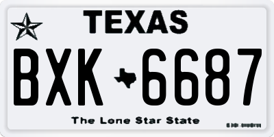 TX license plate BXK6687