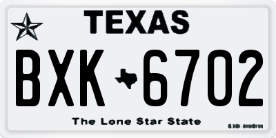 TX license plate BXK6702