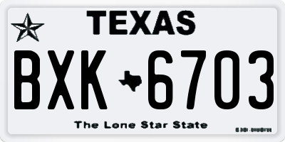 TX license plate BXK6703
