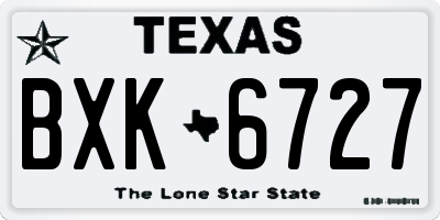 TX license plate BXK6727