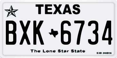 TX license plate BXK6734
