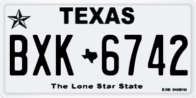 TX license plate BXK6742