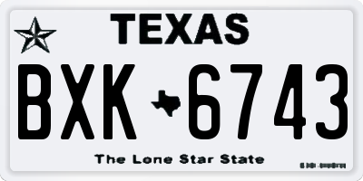 TX license plate BXK6743