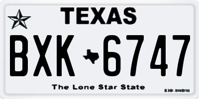 TX license plate BXK6747