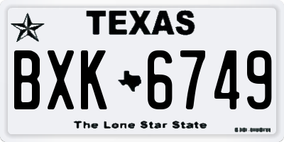 TX license plate BXK6749