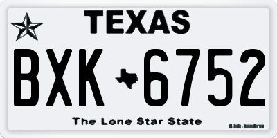 TX license plate BXK6752
