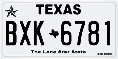 TX license plate BXK6781