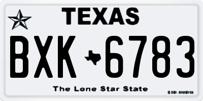 TX license plate BXK6783