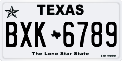 TX license plate BXK6789