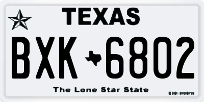 TX license plate BXK6802