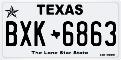 TX license plate BXK6863