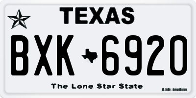 TX license plate BXK6920
