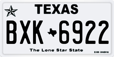 TX license plate BXK6922