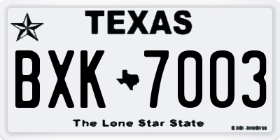 TX license plate BXK7003
