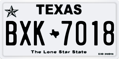 TX license plate BXK7018