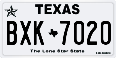 TX license plate BXK7020