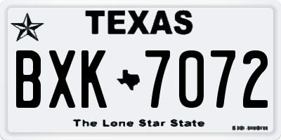 TX license plate BXK7072