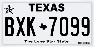 TX license plate BXK7099