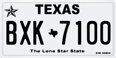 TX license plate BXK7100